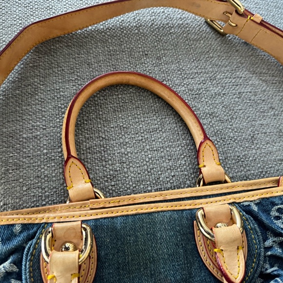 Vintage Louis Vuitton Denim Monogram Crossbody Bag with Tan Accents - Picture 7 of 12
